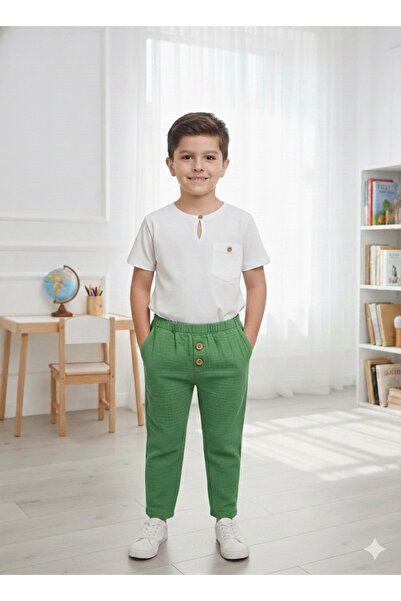 Orca Kids Fashion 1-6 Years Old Muslin Pants Set Green