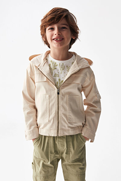 nk kids 4-8 Years Hooded Denim Jacket Cream