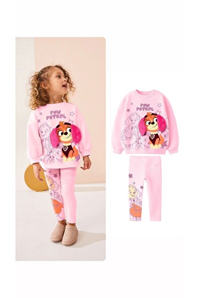 Orca Kids Fashion طقم سويت شيرت مضلع من القطيفة بتفاصيل أذن هزازة من باو باترول