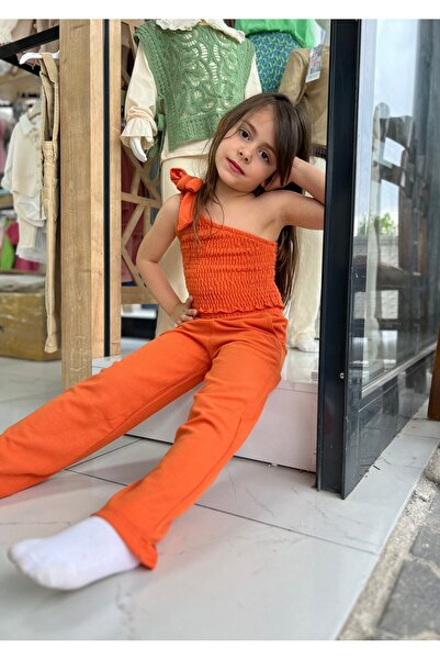 Orca Kids Fashion بدلة جوفير بتفاصيل على الكتف باللون البرتقالي للأعمار من 3 ...
