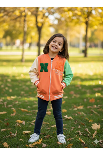 nk kids سترة جامعية للأطفال من عمر 4-8 سنوات باللون البرتقالي