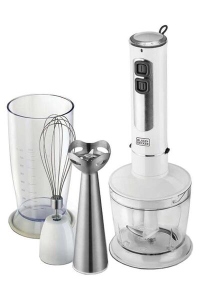 Black&Decker BLACK+DECKER 4-in-1 Stem Hand Blender with Chopper Bowl and Whisk SB4000-B5 White