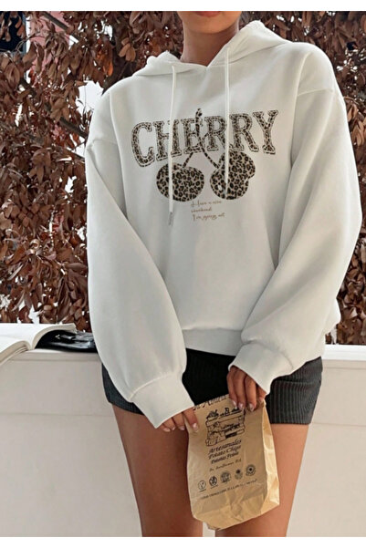 Arz giyim Cherry Leopard Printed Hooded Sweatshirt Ardente Collective