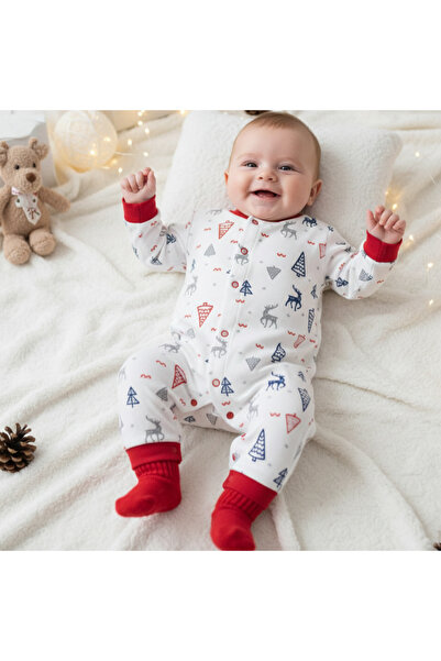 bebekhediyekutusu %100 Pamuk Yılbaşı Temalı Bebek Tulumu
