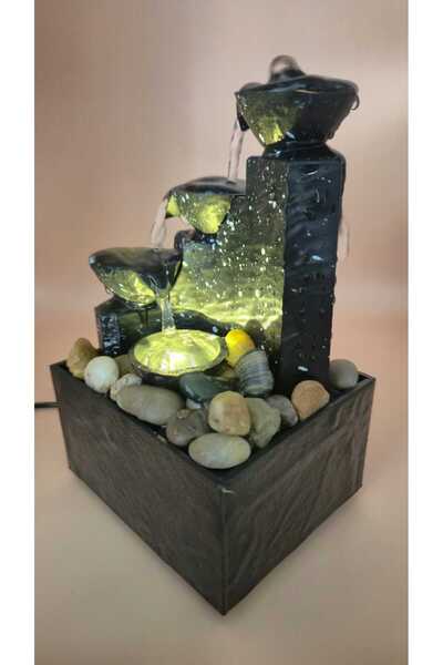 CAN SU DEĞİRMENİ - KASKATLI SÜS HAVUZU - TAŞLI LED IŞIKLI SU TERAPİSİ L-007