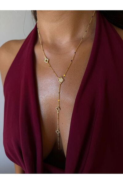 NUR TASARIM ATÖLYESİ Vip Çelik Kadın Yonca Model Y Kolye Özel Tasarım