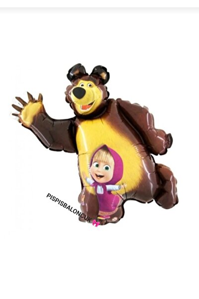 PISPISBALONCUK Maşa ile koca ayı folyo balon masha ve koca ayı doğum günü konsept parti babyshower diş buğdayı 97cm