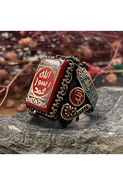Takılingo 925 Ayar Gümüş Mührü Şerif İşlemeli Büyük Kasa Usta İşi Erkek Yüzük