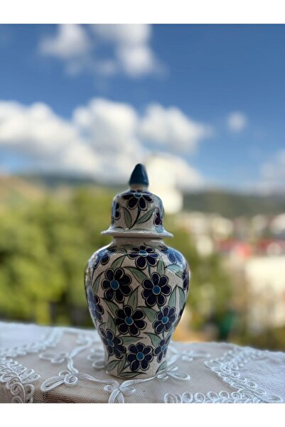 Ayosse مزهرية مكعبة مزخرفة من السيراميك مصنوعة يدويًا مقاس 24 سم