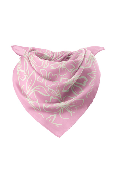 sema aksesuar Toz Pembe Çiçek Desen Fular Bandana 50 Cm