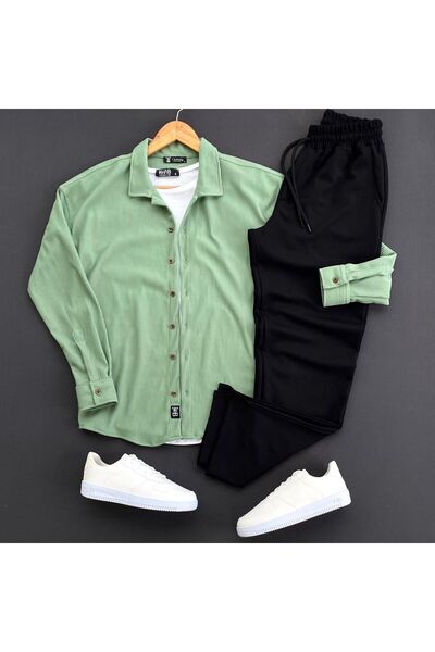 THEGENTMAN Set de 3 piese: Cămașă cu mânecă lungă, pantaloni și tricou pentru...