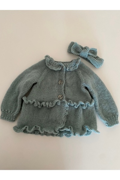 Alize Fırfırlı örgü bebek hırkası