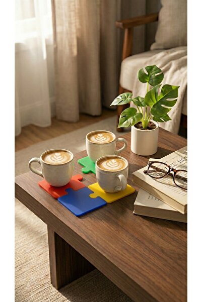 Goldesing 4-Piece Puzzle Coasters, Colorful Coasters, Coffee Fican Coasters