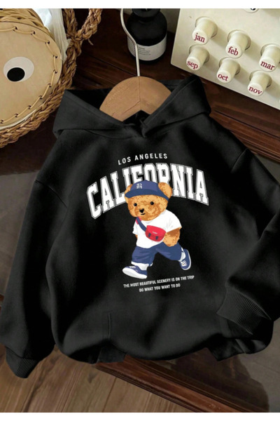 Arz giyim سويت شيرت أردينتي كولكتيف كاليفورنيا تيدي مطبوع بغطاء رأس