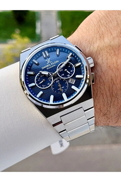 Daniel Klein Dial Navy Blue Strap Silver Color Internal Indicators Active Men...