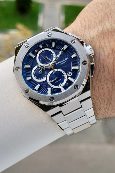 Daniel Klein Dial Navy Blue Strap Silver Color Internal Indicators Active Men's Wristwatch Dkiste1908