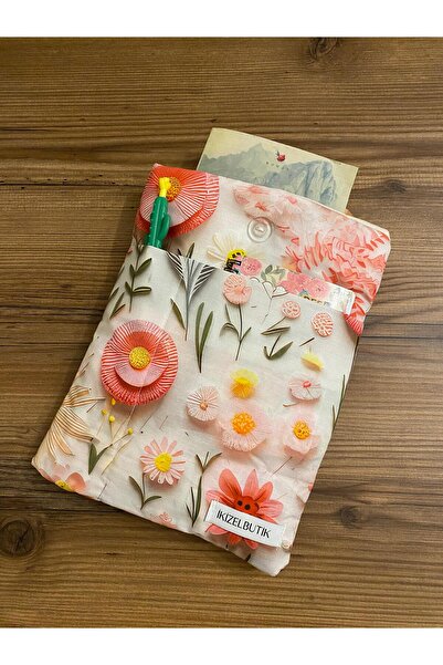 Handmade Husă cu flori albastre, realizată manual, pentru tabletă, organizato...