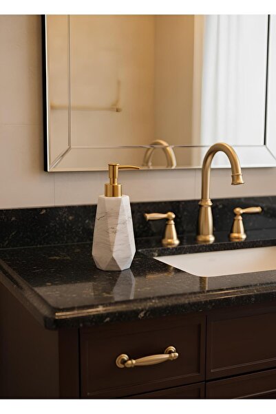 Elizovi Home Mermer Dokulu Lüks Sıvı Sabunluk | 16 x 8.5 cm Modern Banyo Aksesuarı