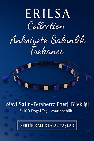 Erilsa سوار الطاقة المعتمد لتهدئة القلق - حجر الياقوت الأزرق الطبيعي وحجر الت...