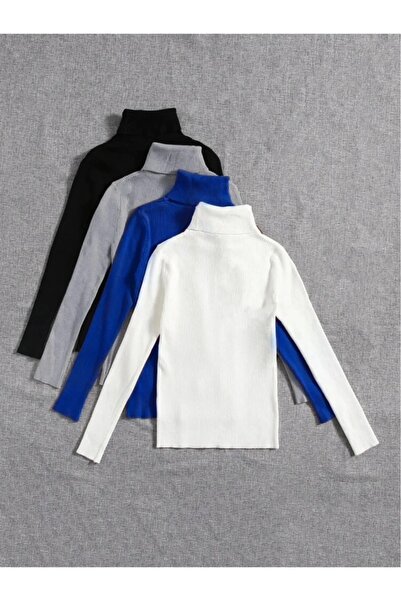 Trendy Mall سترة بياقة مدورة مكونة من 4 قطع جاهزة للاستخدام الموسمي من القطن بياقة مدورة بقصة ضيقة