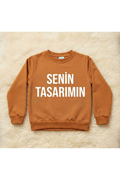 MUBA KIDS "Senin Tasarımın" İçi Polarlı %100 Pamuklu Çocuk Sweatshirt, Hayall...