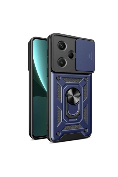 NewFace حافظة هاتف Xiaomi Redmi Note 13 Pro Plus من السيليكون مع حلقة عدسة Pars - أزرق داكن