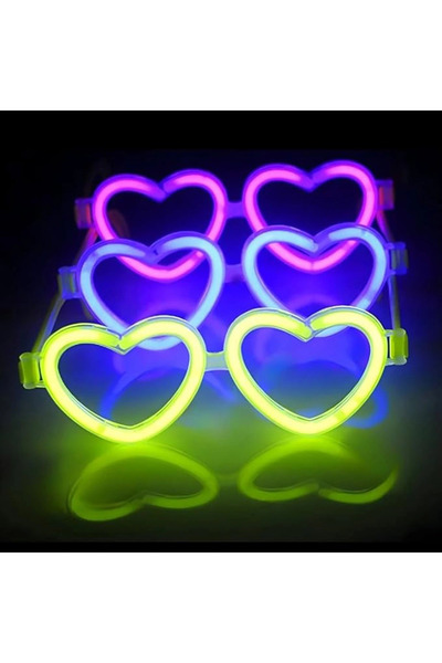 Marsilyan Glow Hearted Phosphorescent Glasses Set of 6 Colorful – Neon Party ...