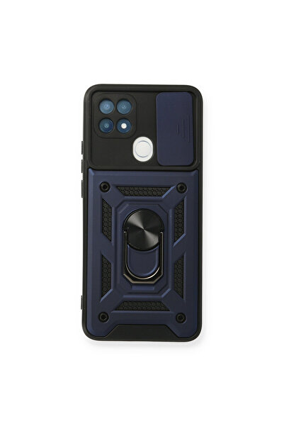 NewFace Oppo A15 Case with Pars Lens Ring Silicone - Navy Blue
