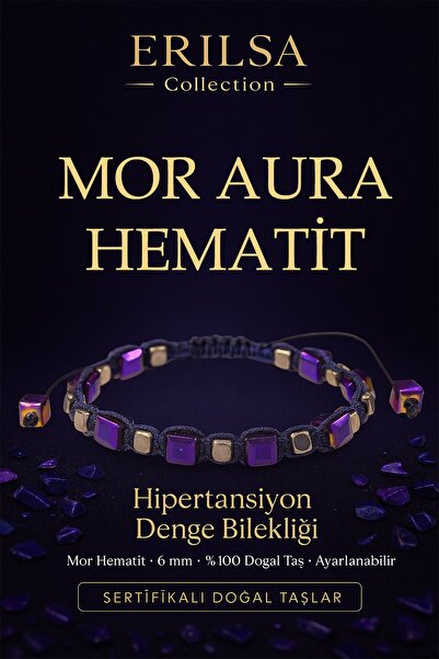 Erilsa سوار الطاقة المتوازن المعتمد - حجر الهيماتيت الطبيعي ذو الهالة الأرجوا...