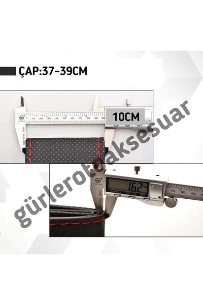 gürler oto kılıf ve aksesuar Renault Uyumlu Clio 2 Dikmeli Direksiyon Kılıfı Soft Siyah Deri Siyah Ipli ( 38×10cm )