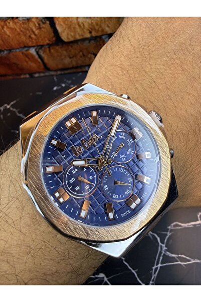 Lee Cooper Men's Wristwatch – Navy Blue Dial – Stainless Steel Case – Brown L...