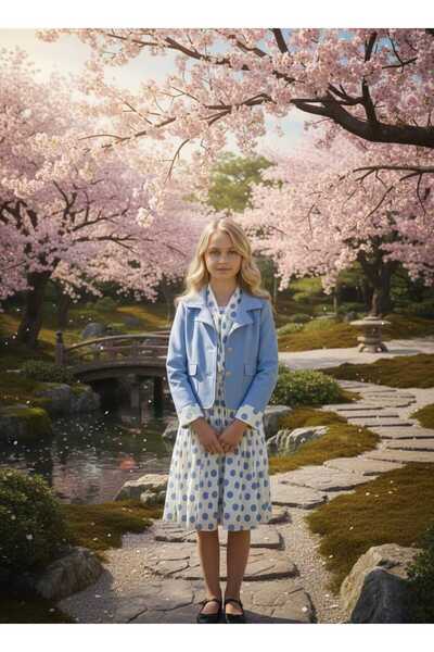 zavera for kids Set de două piese pentru fete: rochie plisată și jachetă - bu...