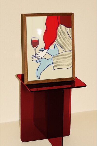 Base Concept Wine Woman Tablou decorativ cu design modern (încadrat)