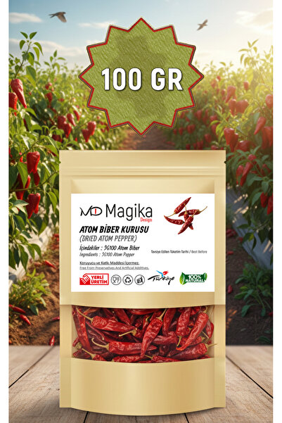 Magika Design 100 GR Atom Biberi Kurusu, Çok Acı, Zehir Acı, Taze Hasat, Yerli Üretim, %100 Atom Biber Katkısız