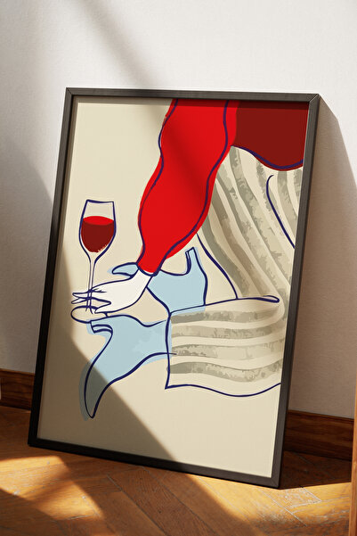 Base Concept Wine Woman Tablou decorativ cu design modern (încadrat)