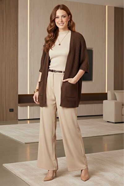 AS Anita Store Basic Örme Detaylı Oversize Geniş Kesim Cepli Triko Hırka