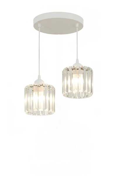 bongomia aydınlatma Yakamoz 2'li 10cm Beyaz Kristal Taşlı Avize