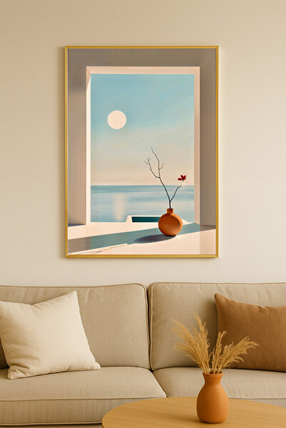 sayetablo Sarela - Tablou modern unic cu ramă metalică din aluminiu auriu, cu...