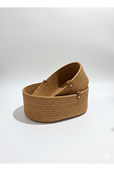 DG ATÖLYE Dekoratif Jüt Oval Sepet - Çok Amaçlı Banyo & Makyaj Düzenleyici Or...