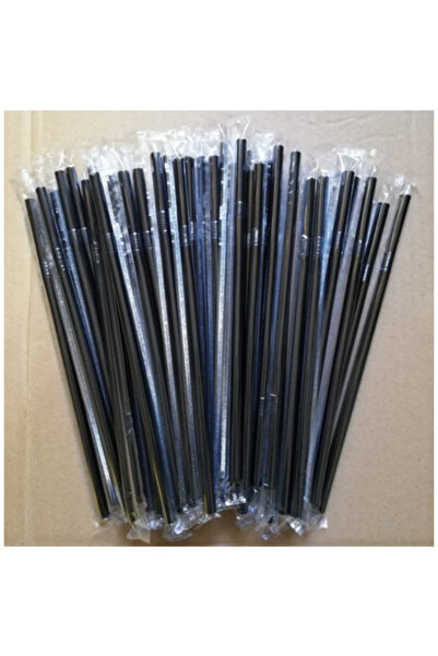 Merpak Ambalaj Siyah Kalın Pipet 50'li Paket Jelatinli Sargılı Pipet Frozen K...