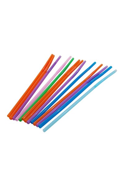 Merpak Ambalaj Karışık Renkli Pipet 50'li Kalın Pipet Jelatin Sargılı Körüklü Frozen Kıvrımlı Pipet