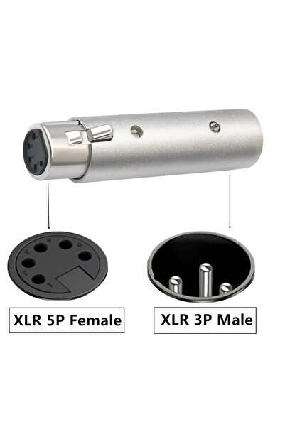 BSN 1pcs 3pin Male - 5pin F 3 Pin XLR To 5 Pin DMX Metal Cased Converter Audio Lighting Adapter 3 Pin Ma