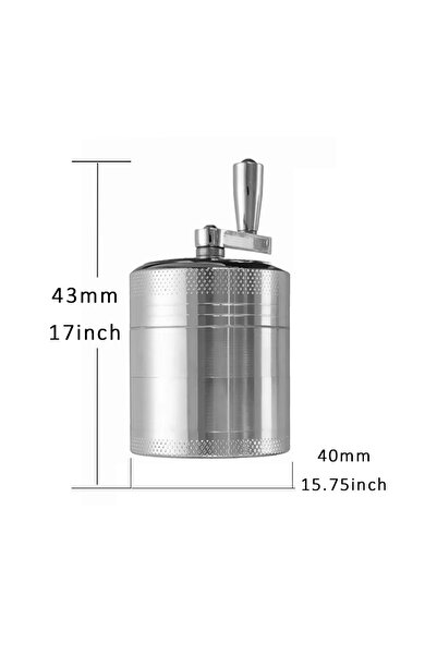 Choice مطحنة تبغ يدوية فضية اللون، مقاس 40 مم (1.6 بوصة)، تعمل باليد، لطحن ال...
