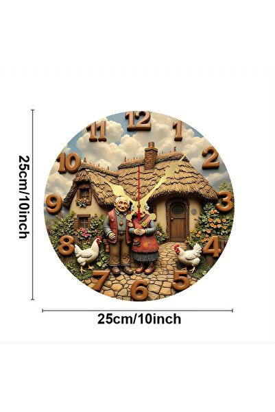 Choice 10 inch GZ-WYT09150052 Cottage & Farmhouse Wooden Round Silent Hanging Wall Clock, Suitable For Livi