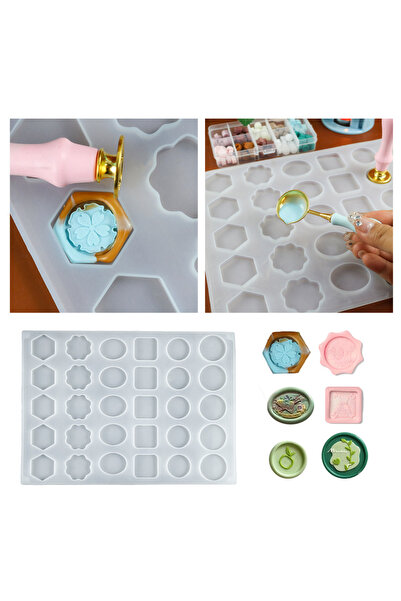 Choice قالب سيليكون لصنع 30 قطعة من قوالب السيليكون الهندسية لختم الأظرف والشوكولاتة والبسكويت