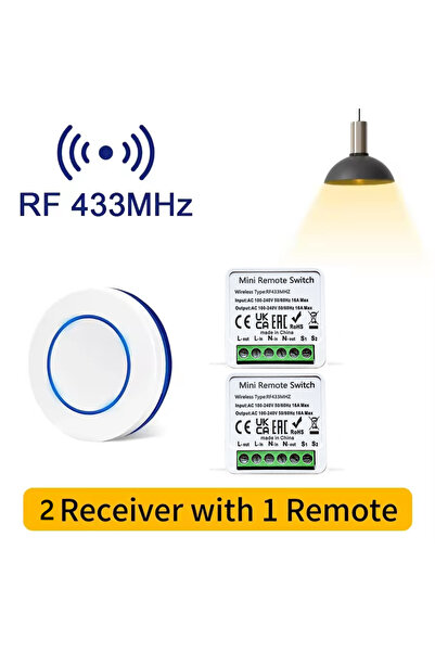 Choice مفتاح إضاءة لاسلكي عالمي بتردد 433 ميجاهرتز، مزود بجهاز تحكم عن بعد وجهاز استقبال، ومرحل 10 أمبير.