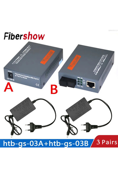 choice2 محول وسائط ضوئية جيجابت من الألياف الضوئية HTB-GS-03، قابس أوروبي ثلا...