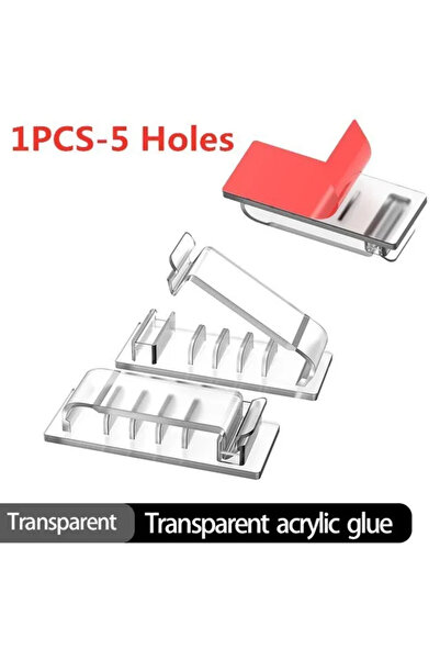 Choice منظم كابلات شفاف ذاتي اللصق بخمس فتحات، وربطة سلكية، ومشابك كابلات، وح...