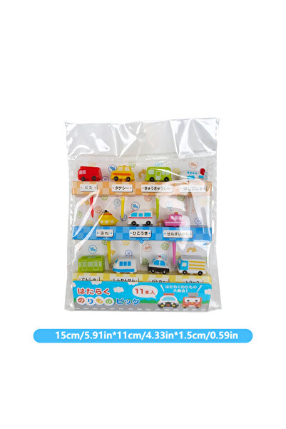 Choice 6/11 قطعة من شوك الفاكهة البلاستيكية الصغيرة للأطفال بتصميمات سيارات وطائرات كرتونية، مناسبة للكيك والحلويات.