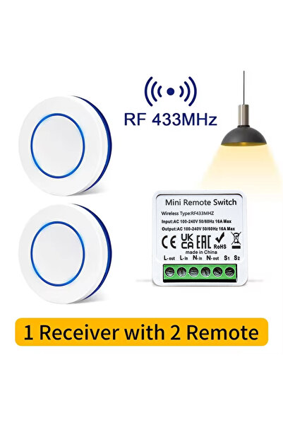 Choice مفتاح إضاءة لاسلكي عالمي بتردد 433 ميجاهرتز، مزود بجهازَي تحكم عن بُعد وجهاز استقبال واحد، ومرحل 10 أمبير.
